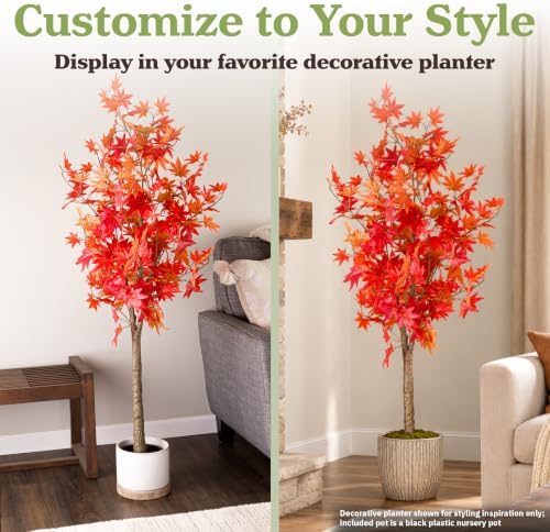 Pure Garden 5FT Artificial Fall Maple Tree in Weighted Nursery Pot - Image 5