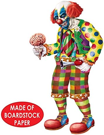 Beistle 2-Count Jointed Zombie Clowns, Halloween Scary Clown for Parties, Special Events Prop for Haunted House, Zombie Clowns Standing Cutout, 5’6”