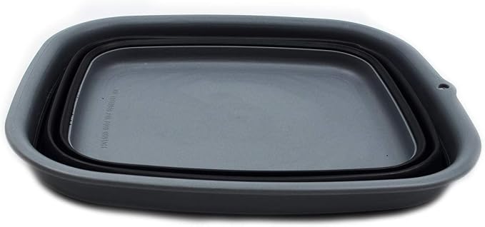 SAMMART 9.45L (2.5 Gallon) Collapsible Tub - Foldable Dish Tub - Portable Washing Basin - Space Saving Plastic Washtub (Grey/Black, M)