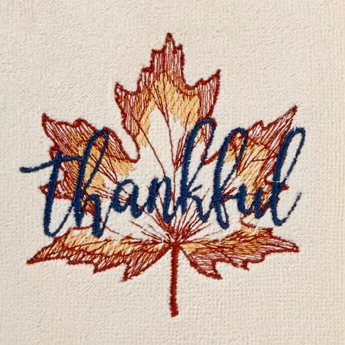SKL Home Fall/Thanksgiving Thankful Leaf Hand Towel Set-2pc, Natural - Image 2