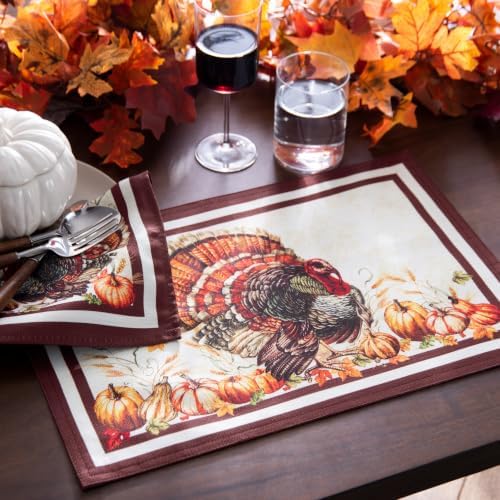 Autumn Heritage Turkey Engineered Napkins, Set of 4, Multicolor - 17" W x 17" L - Image 3