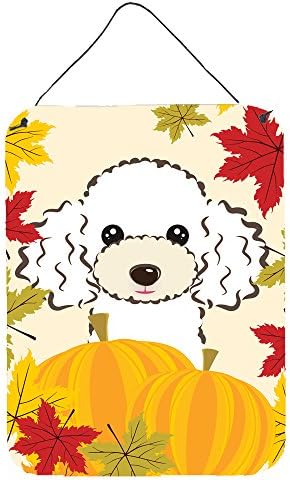 Caroline's Treasures BB2063DS1216 White Poodle Thanksgiving Wall or Door Hanging Prints Aluminum Metal Sign Kitchen Wall Bar Bathroom Plaque Home Decor Front Door Plaque, 12x16, Multicolor by CarolinesTreasures