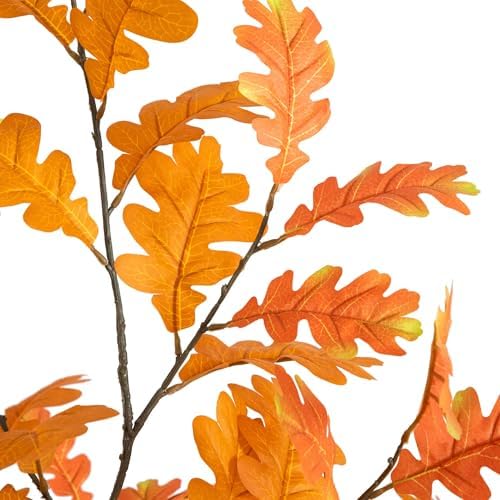 Nearly Natural 6ft Autumn Oak Artificial Fall Tree in Black Nursery Pot - Image 3