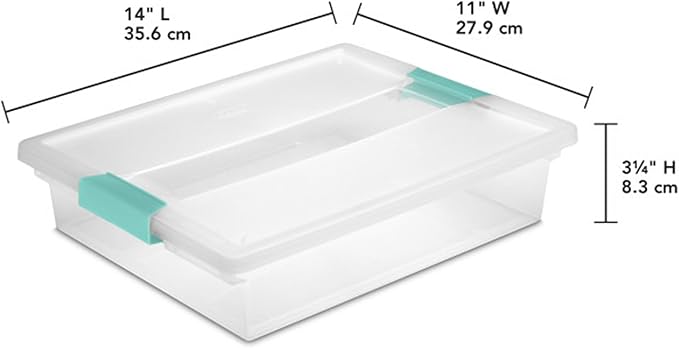 Sterilite Clip Box, Stackable Clear Plastic Bins- Large, 12-Pack | Storage Containers with Latching Lids for Writing, Arts or Crafts Supplies - Home, Office, Classroom & Workshop Organization