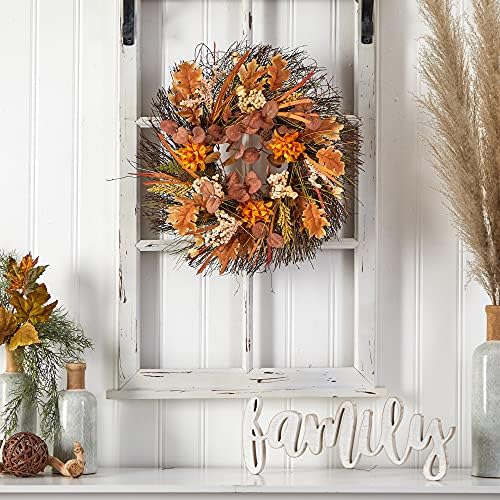 Nearly Natural 22 in Autumn Dahlia and Berries Artificial Fall Wreath - Image 3