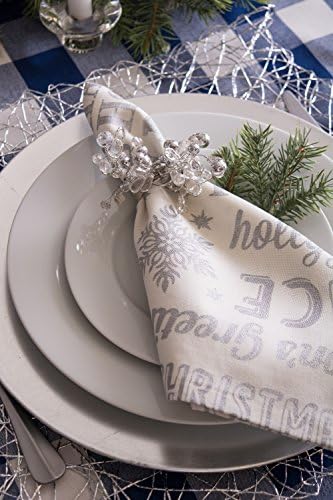 DII Christmas Thanksgiving Holiday Tabletop Décor Collection Decorative Napkin Ring Holder Set, 4" Diameter, Silver Beaded Cluster, 6 Piece - Image 6