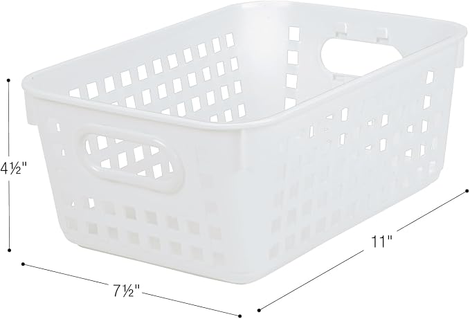 Really Good Stuff Medium Plastic Book Baskets, 11" by 7.5" by 4.5", 6-Pack | Neon Group Colors, Versatile Storage Solution for Classroom, Home, & Office
