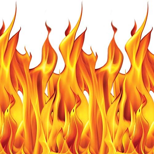 Beistle Plastic Flame Wall Backdrop, 4’ x 30’ – Photo Backdrop, Easy to Adhere Wall Covering, Party Decor, Burning Fire Photography Background for Birthdays, Holidays & Events