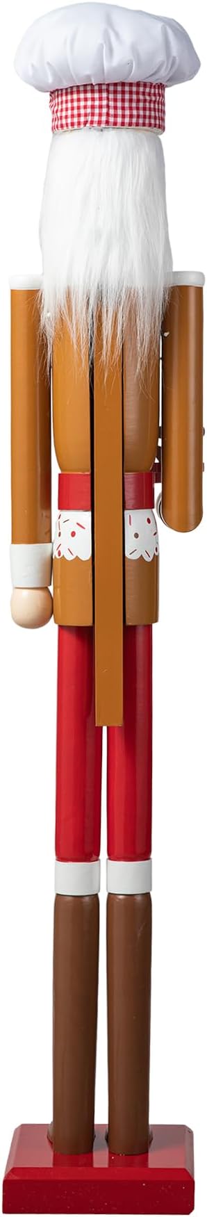Glitzhome Nutcracker Christmas Decorations 42 Inch Gingerbread Chef Nutcracker with Cookie for Xmas Holiday Decor Porch Gateway