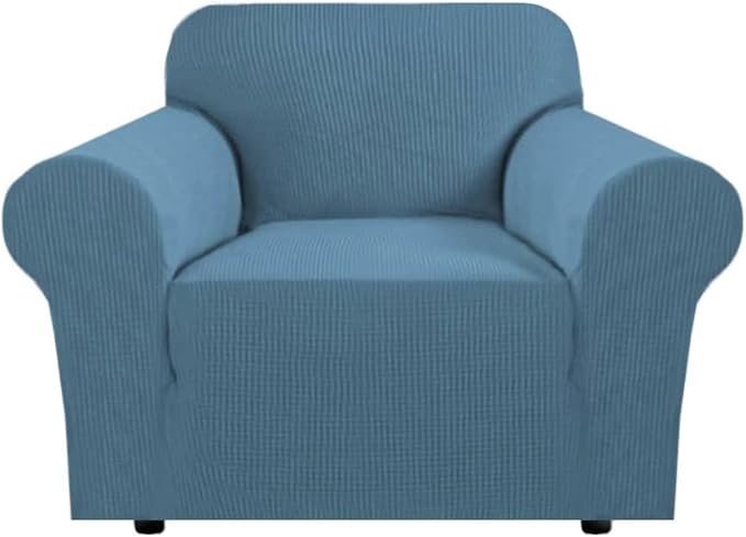 H.VERSAILTEX Armchair Cover High Stretch Sofa Slipcover 1 Piece Couch Covers for Sofa Durable Spandex Fabric Non Skid Machine Washable(Armchair 31"-40", Dusty Blue)