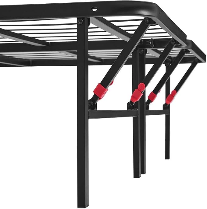 Amazon Basics Bed Frame with Ample Underbed Storage, Foldable Metal Platform, Sturdy Steel, No Box Spring Needed, 14 inches High, Noise-Free Support, Easy Assembly Tool-Free Setup, Full Size, Black