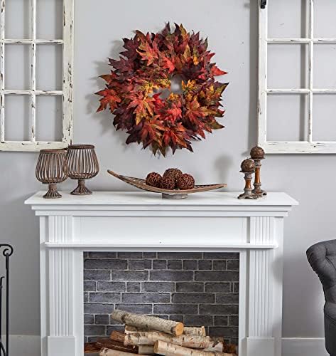 Nearly Natural 30in. Maple Leaf Wreath - Image 4