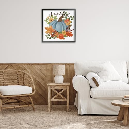 Autumnal Thankful Pumpkin Floral, 24 x 24 Inch Framed Giclée Print - Image 3
