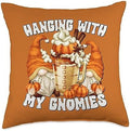 Orange Thanksgiving Gnome For Fall Love Pumpkin Spice Latte Throw Pillow by Unknown