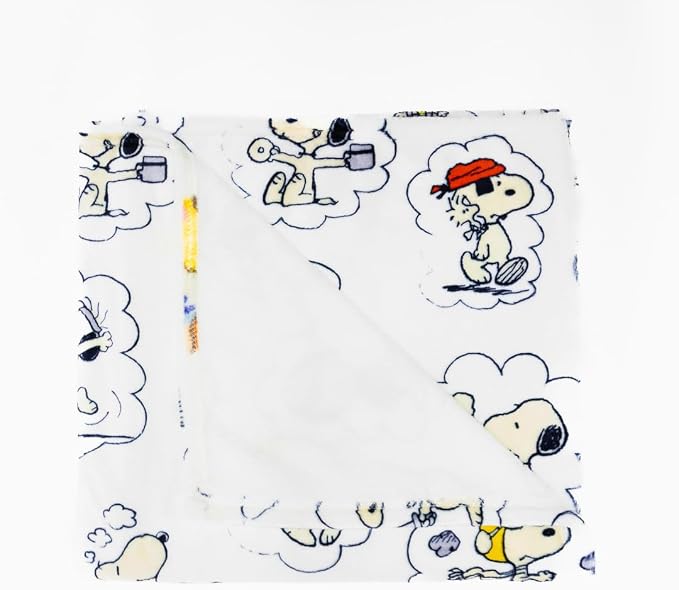 Peanuts® Snoopy Cozy Throw 46 in x 60 in – Soft Cozy Plush for Couch, Bed & Travel, Snoopy & Woodstock 75th Anniversary Design, (Officially Licensed Product) by Franco Collectibles®
