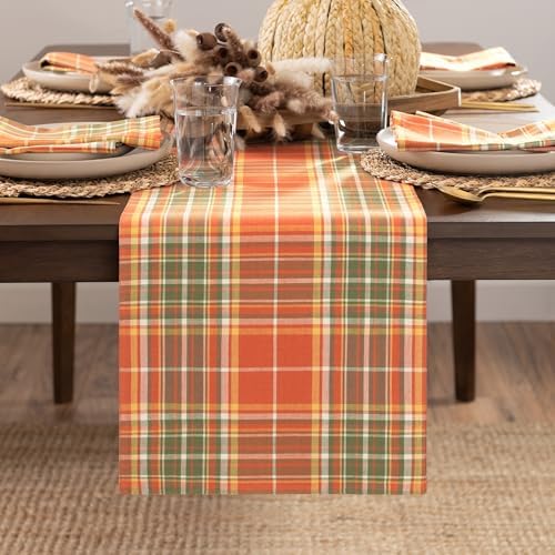 Hawley Plaid Harvest Cotton Table Runner, Multicolor - 13" W x 90" L - Image 2