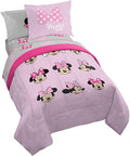 Disney Minnie Mouse Kids 5 Piece Twin Comforter Set for Girls, Pink | Bed in a Bag, Reversible Comforter, Sheets & Sham, Super Soft Microfiber, All Season, Machine Washable (Officially Licensed)