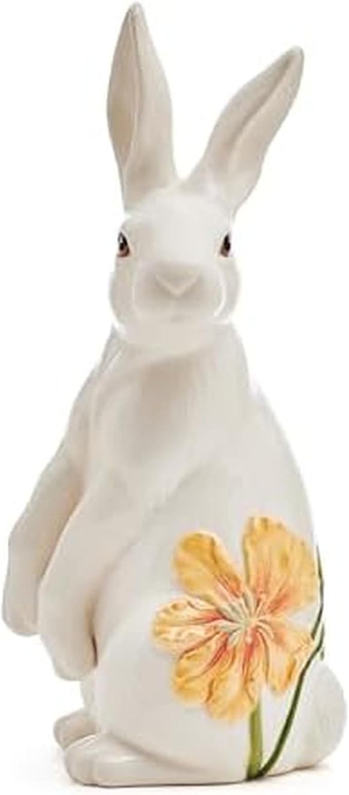 Fitz and Floyd Meadow Rabbit Ceramic Decorative Sitting Figurine, 13.5 Inch