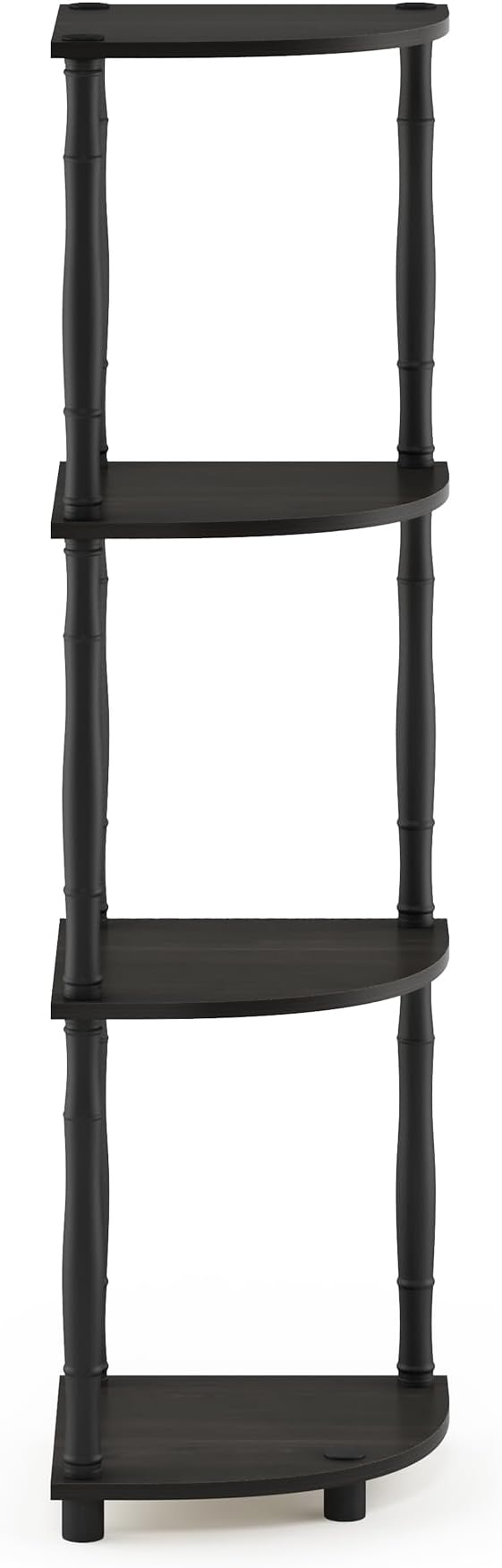 Furinno TURN-N-TUBE Toolless 4-Tier Corner Shelf, Bookshelf, Display Storage Shelves with Open Shelves, for Organization and Storage, Living Room, Home Office, Garage, Espresso