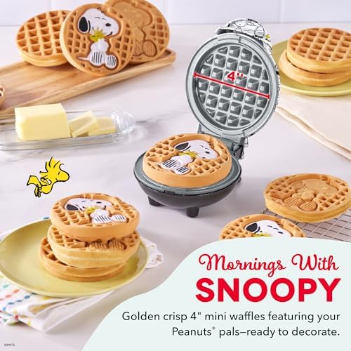 Peanuts x Dash Snoopy Mini Waffle Maker, Ceramic Nonstick Surface, White - Image 2