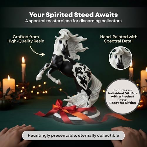 Enesco Ghost Horse Collectible – Trail of Painted Ponies Halloween Figurine by Crystal Snow, Hand-Painted Resin Statue, 10.3 Inches with Gift Box and Artistic Story Card
