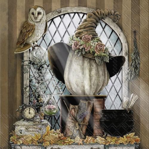 Boston International IHR Fall Autumn Halloween Thanksgiving 3-Ply Paper Napkins, 20-Count Cocktail Size, The Witching Hour (Pack of 5) by BostonInternationalHalloween