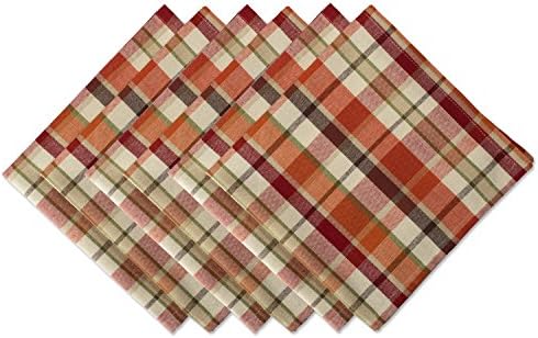 DII Thanksgiving & Fall Table Decoration Autumn Farmhouse Plaid, Napkin Set, 20x20, Pumpkin Spice Plaid, 6 Count by DII