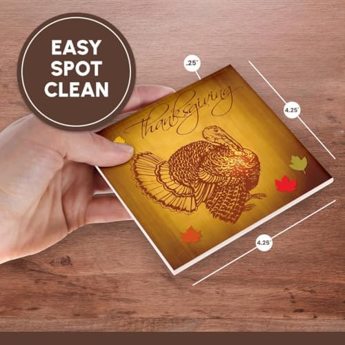 3dRose CST_200319_3 Thanksgiving Turkey and Fall Leaves Ceramic Tile Coasters (Set of 4) - Image 7