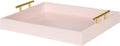 Kate and Laurel Lipton Decorative Tray with Polished Gold Metal Handles, Soft Pink
