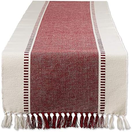 DII Dobby Stripe Table Runner, 13x72, Redwood & Cream Background by DII