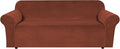 H.VERSAILTEX Stretch Velvet Sofa Covers Large Couch Covers Sofa Slipcovers Furniture Protector Soft with Non Slip Elastic Bottom, Feature Thick Comfy Rich Velour (Extra Wide Sofa 98"-105", Rust)