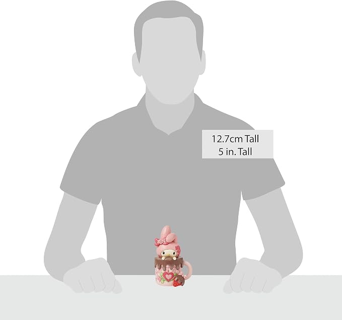 Enesco Sanrio by Jim Shore My Melody in Hot Cocoa Cup Personality Pose Figurine- Stone Resin Hand Painted Crafted Collectible Hello Kitty Figurines Home Decor Statue, 5 Inch