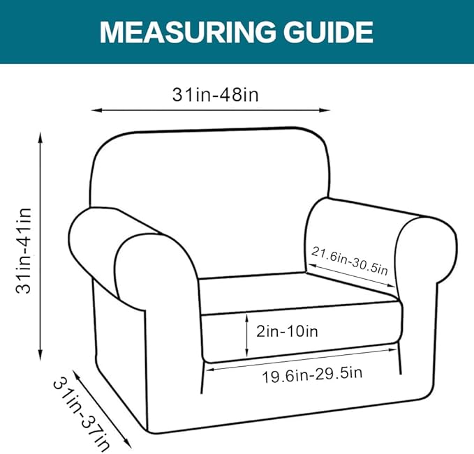 Turquoize 2 Piece Chair Covers Armchair Slipcovers for Living Room Armchair Sofa Cover with Individual Cushion Covers Feature Jacquard Fabric (Chair, Macchiato)