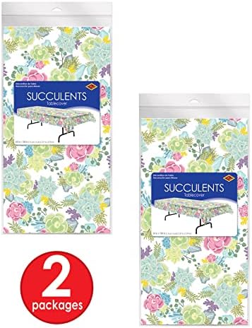 Beistle Succulents Tablecover, 54"x108", 2 Pieces, Spring Summer Picnic Tea Plant Party Table Decorations - Image 6