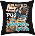 BCC Pug Shirts & Pugly Pugs Dog Lover Gifts Pug Dog Scarf Pumpkin Happy Thanksgiving Throw Pillow, 18x18, Multicolor by Unknown