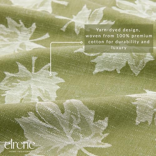 Falling Leaves Jacquard Tablecloth, Green - 60" W x 84" L - Image 3