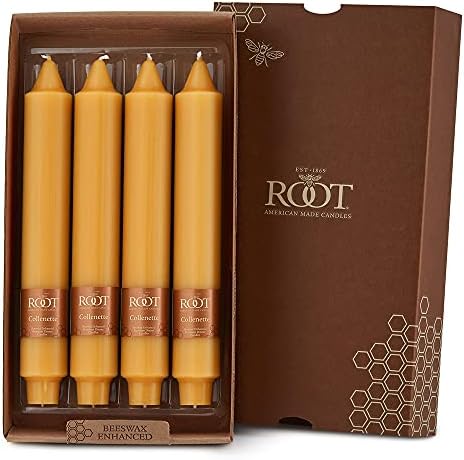 Root Candles 4-Count Unscented Smooth Collenettes, 9-Inch, Butterscotch by RootCandles