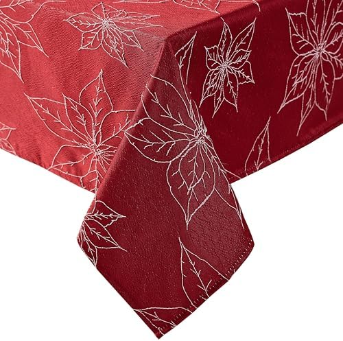 Laura Ashley Raised Embroidered Tablecloth, 60" x 102", Poinsettia Red by LauraAshley
