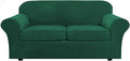 H.VERSAILTEX Real Velvet Plush 3 Piece Stretch Sofa Covers Couch Covers for 2 Cushion Couch Sofa Slipcovers Width Up to 90 Inch Feature Thick Soft Stay in Place (Large Sofa, Vintage Green)