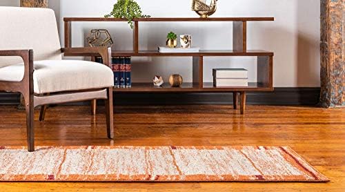 Unique Loom Autumn Collection Modern Contemporary Casual Abstract Area Rug (Beige/ Terracotta Rustic, 2 x 6 ft Runner) - Image 3
