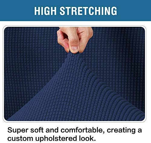 H.VERSAILTEX Ottoman Cover Slipcover Rectangle Fit Length 33"-38" Footrest Sofa Slipcovers Stool Cover Footstool Protector Covers Feature Stretch Thick Soft Jacquard Fabric Removable Washable - Navy