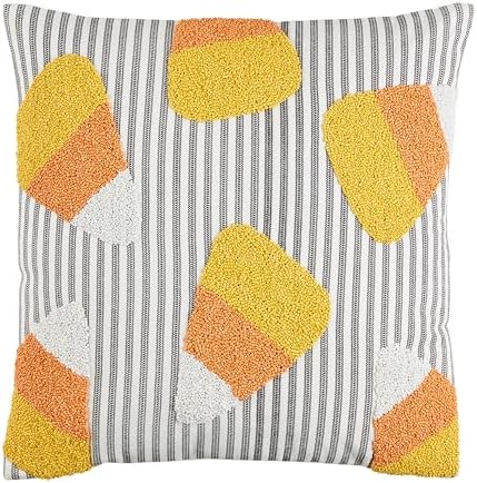 Mud Pie Candy Corn Halloween Pillow. 18" x 18"