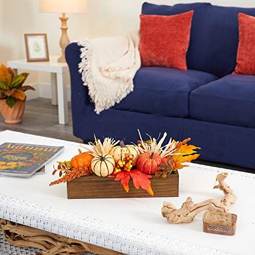 Nearly Natural 16" Fall Harvest Pumpkins and Berries Artificial Arrangement - Image 5