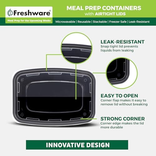 Freshware Meal Prep Containers 1 Compartment with Lids, Food Storage Containers, Bento Box, BPA Free, Stackable, Microwave/Dishwasher/Freezer Safe,24OZ (Pack of 300) - Image 5