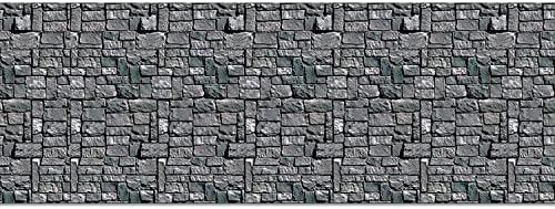 Beistle Brick Stone Wall Backdrop, 4’ x 30’ – Medieval Party Decorations, Medieval Decor Background, Photo Backdrop, Easy to Adhere Wall Covering, Stone Backdrop, Halloween Party Decorations
