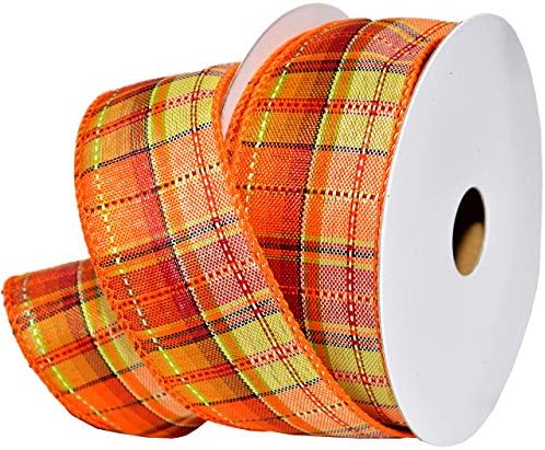 Morex Ribbon Autumn Splendor Fall Plaid, Orange, 1-1/2 in x 100 ft by MorexRibbon