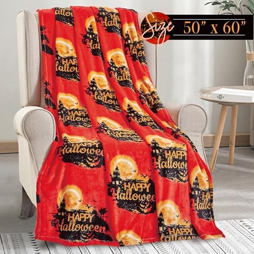 Elegant Comfort Lightweight Throw Blanket- Halloween Themed, Soft, Cozy and Plush- Throw Blankets, Perfect for Lounging This Spooky Season, 50 x 60 inches, Halloween House, Throw Blanket