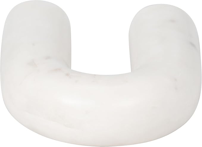 White Marble Arch Decorative Object – Rounded Horseshoe Sculpture Modern Home Decor – Contemporary Shelf & Coffee Table Decor for Office & Living Room – 5" x 6"