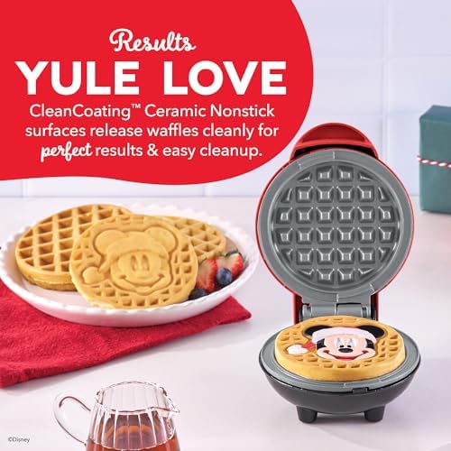 Disney | Dash Mickey Santa Hat Mini Waffle Maker, Ceramic Nonstick, Red - Image 3