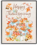 Happy Thanksgiving Autumn Pumpkins, 11 x 14 Inch Framed Giclée Print by StupellIndustries